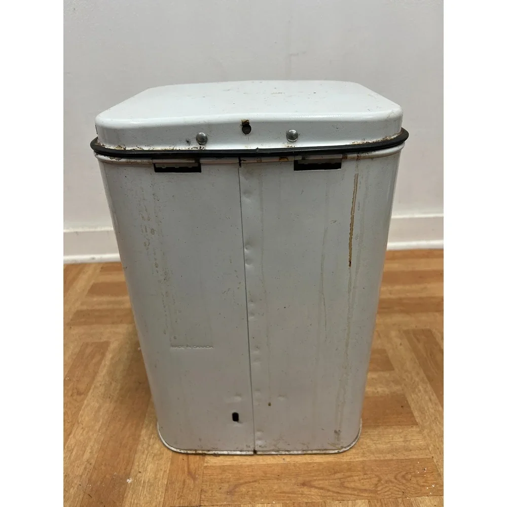 Vintage Mipro White Metal Step Trash Can Retro Industrial Kitchen Waste Bin MCM